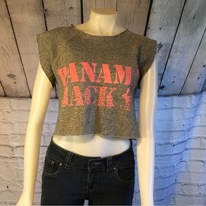 Ladies vintage cropped sleeveless grey Panama Jack sweatshirt one size